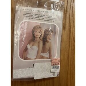 New! Low Plunge Backless Strapless White Corset Girdle Underwire Bra Bustier 36B